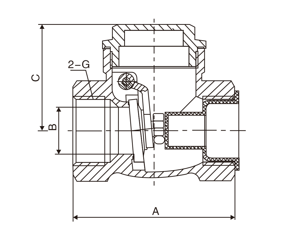 黃銅卧式止(zhǐ)回閥(圖1)