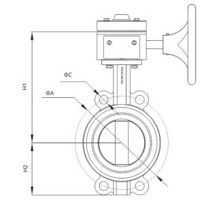 蝸(wo)輪消防信号(hào)對夾蝶閥(圖(tu)1)